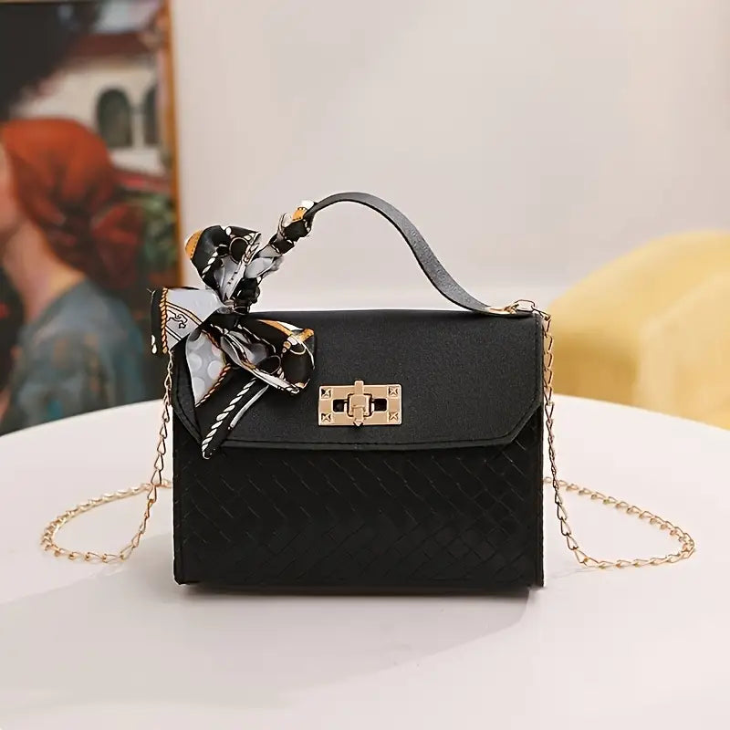 Chic Mini Crossbody Bag with Scarf Chain Strap