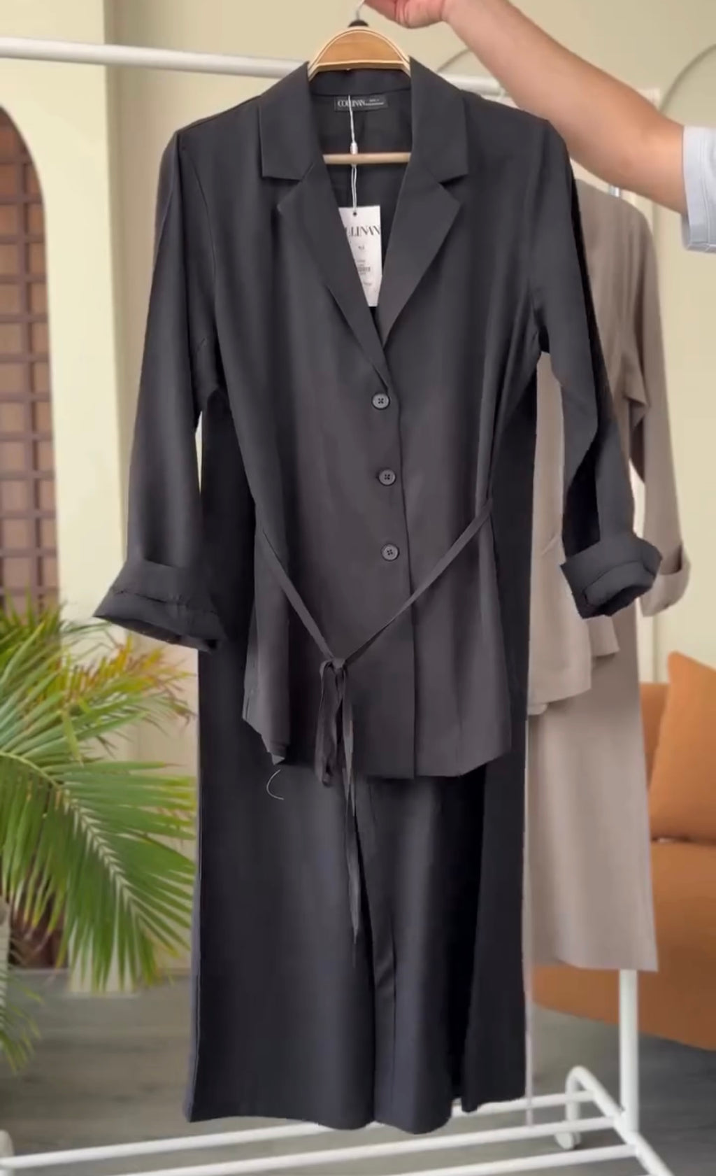 Women Coat Collar Shirt & Trouser Set