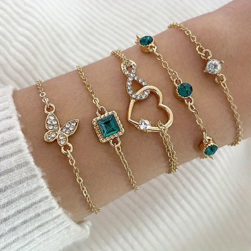 pcs Love Heart Infinity Symbol Butterfly Thin Chain Bracelet