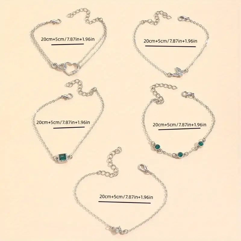 pcs Love Heart Infinity Symbol Butterfly Thin Chain Bracelet