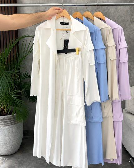 Women Coat Style Shirt & Plazo Set