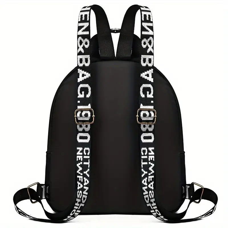 Casual Nylon Backpack with Rhinestone Embellishments