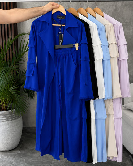 Women Coat Style Shirt & Plazo Set