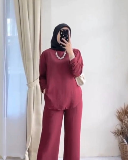 Round Neck Shirt & Trouser Set For Women