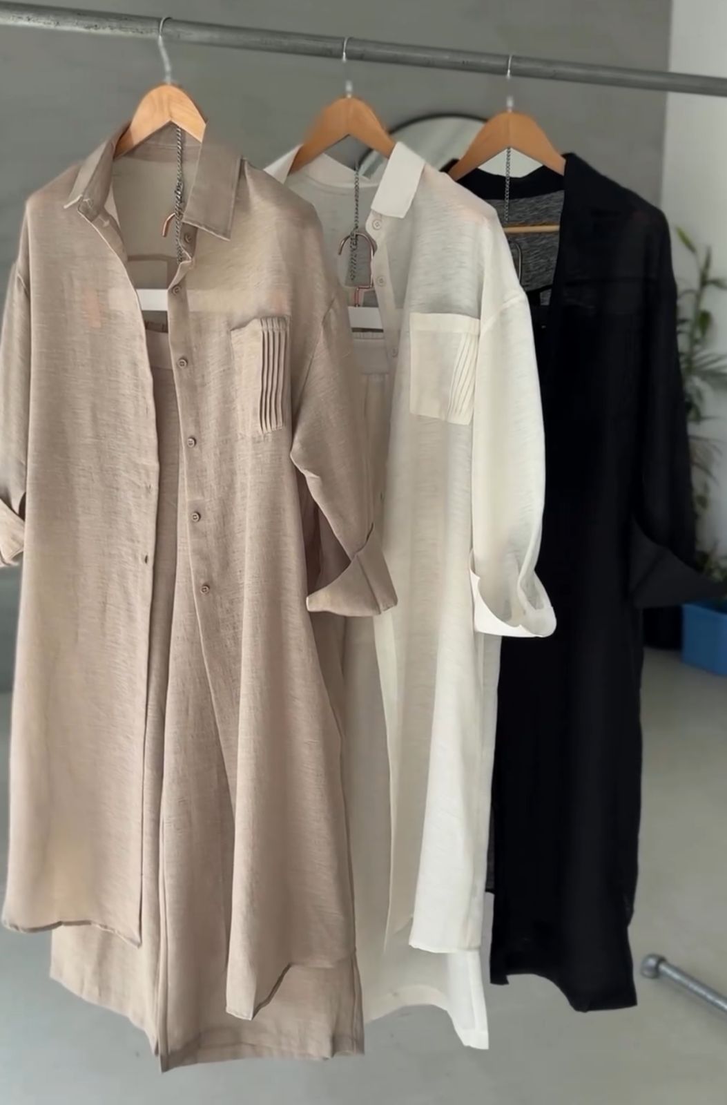 Women's Poly Linen Long Shirt & Plazo Set