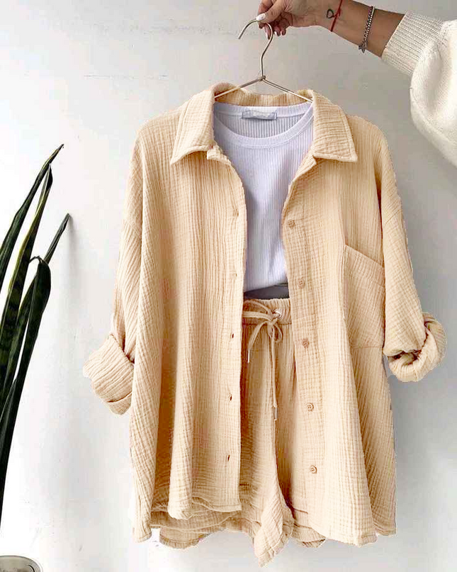 Women's Cotton Shirt & Short Set