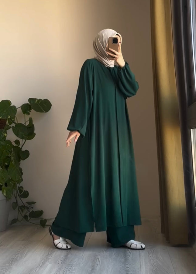 Women Poly Linen Long Shirt & Loose trouser