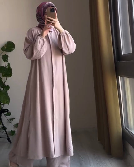 قميص نسائي طويل وبنطلون فضفاض