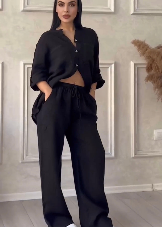 Women Linen Shirt & Trouser Set