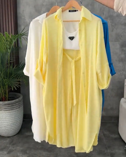 Women Poly Linen Shirt & trouser Set