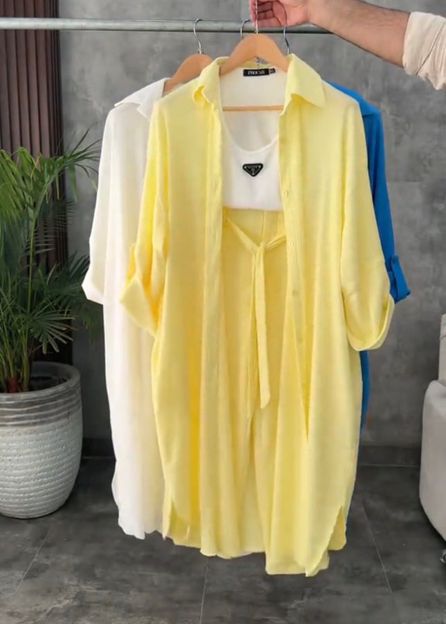 Women Poly Linen Shirt & trouser Set