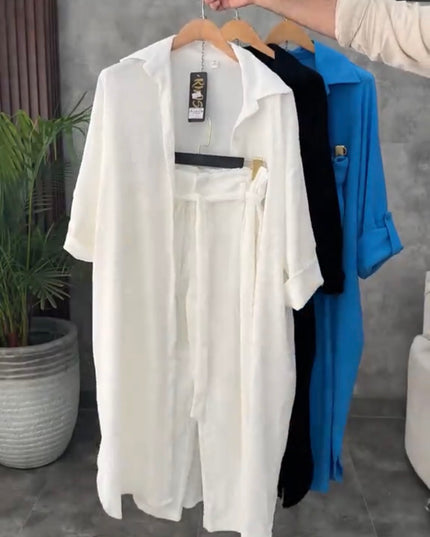 Women Poly Linen Shirt & trouser Set