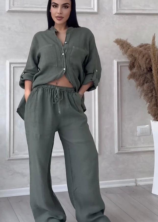 Women Linen Shirt & Trouser Set
