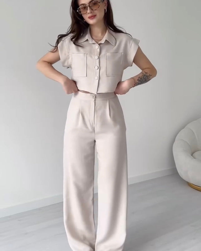 Women Poly Linen Shirt & trouser Set