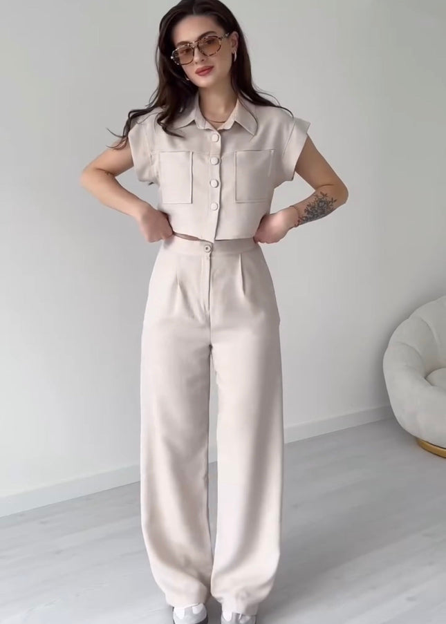Women Poly Linen Shirt & trouser Set