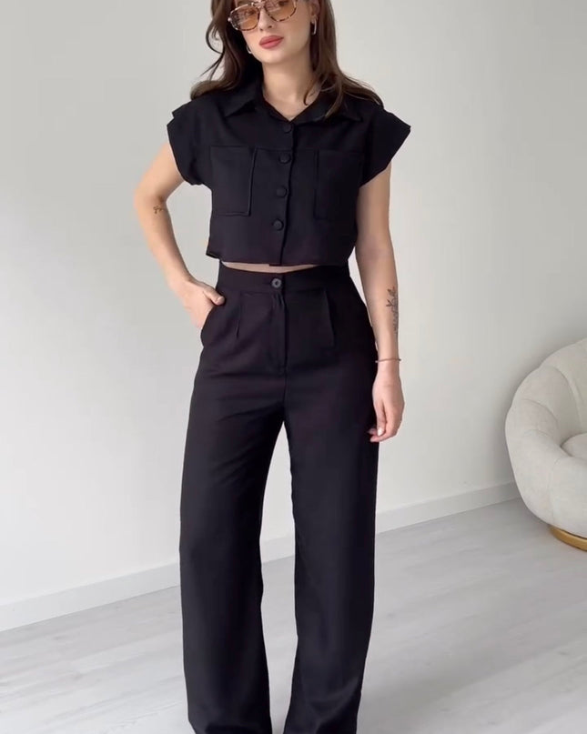 Women Poly Linen Shirt & trouser Set