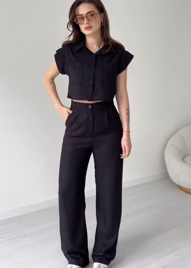 Women Poly Linen Shirt & trouser Set