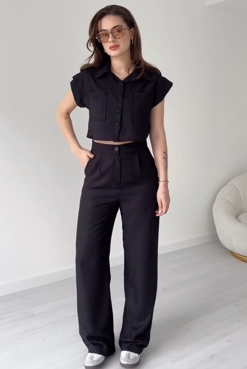 Women Poly Linen Shirt & trouser Set