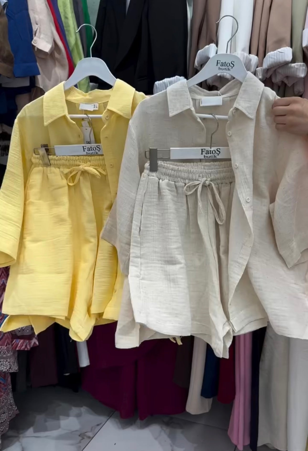 Women's Poly Linen Shirt & Short Set