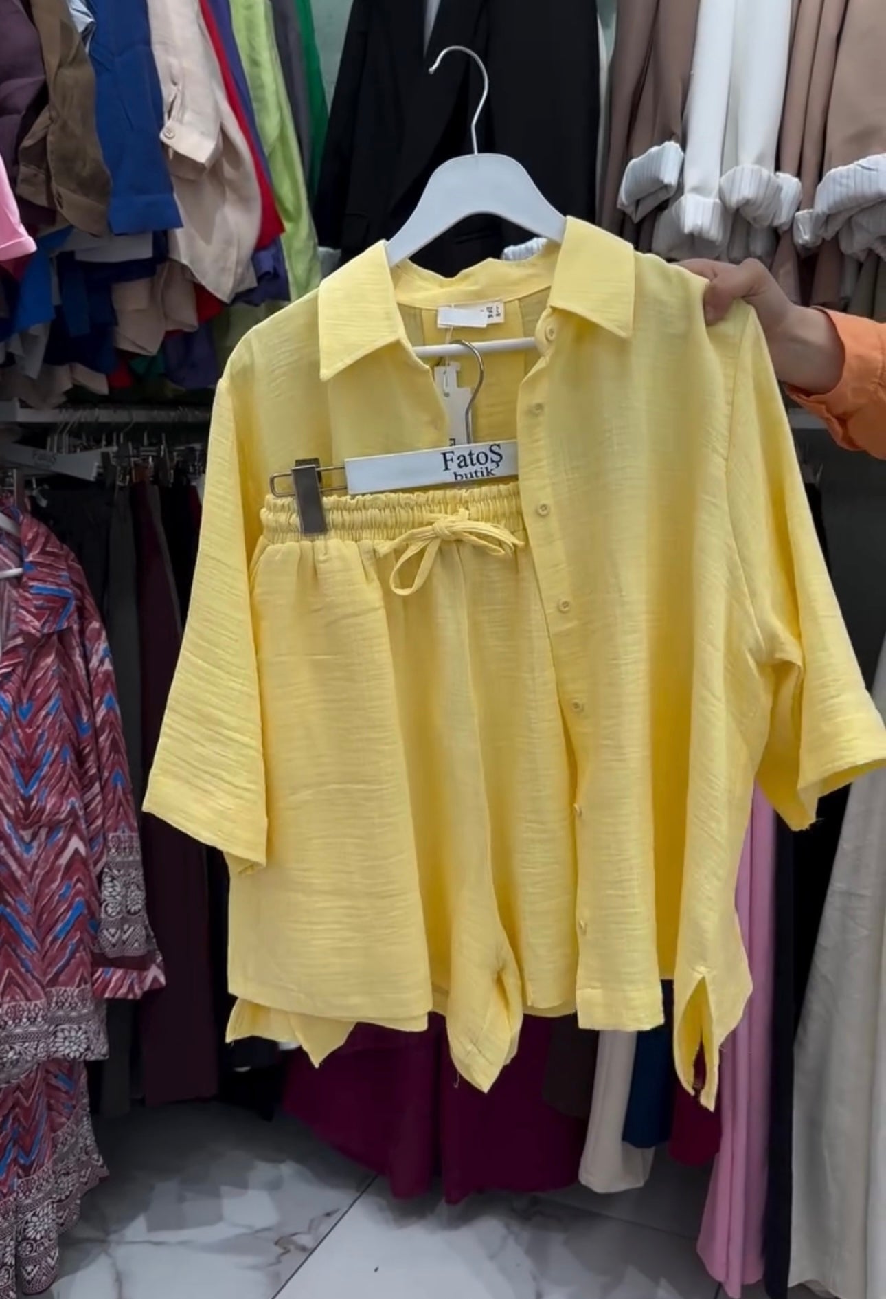 Women's Poly Linen Shirt & Short Set