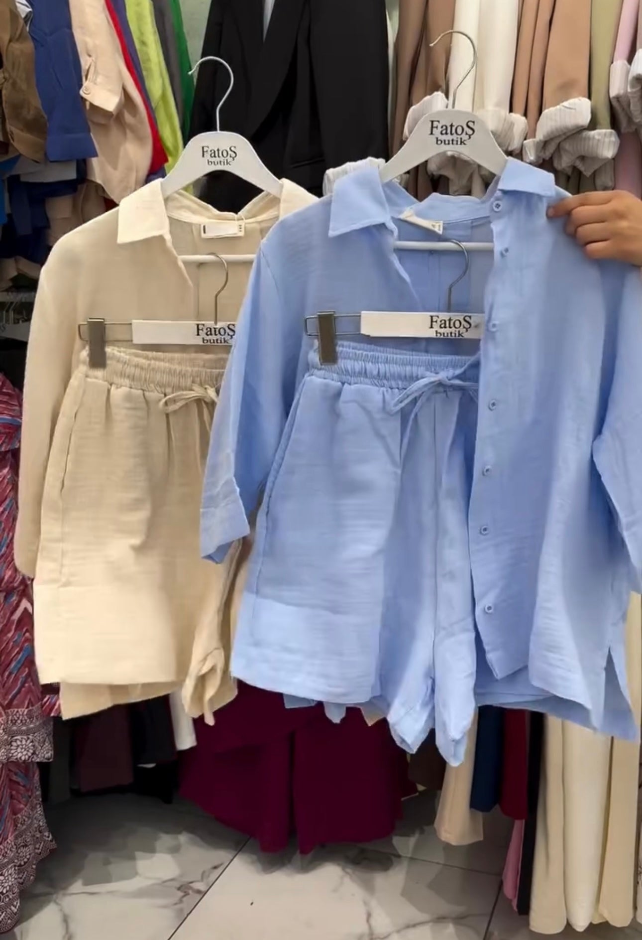 Women's Poly Linen Shirt & Short Set