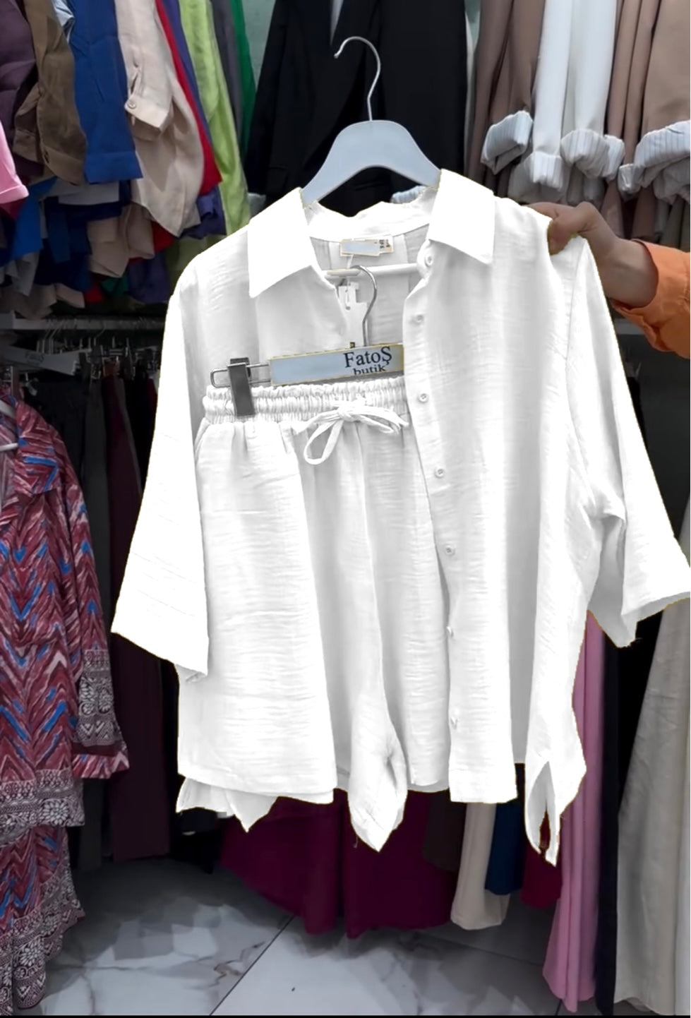 Women's Poly Linen Shirt & Short Set