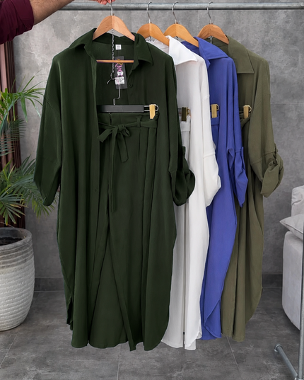 Women Poly Linen Shirt & trouser Set