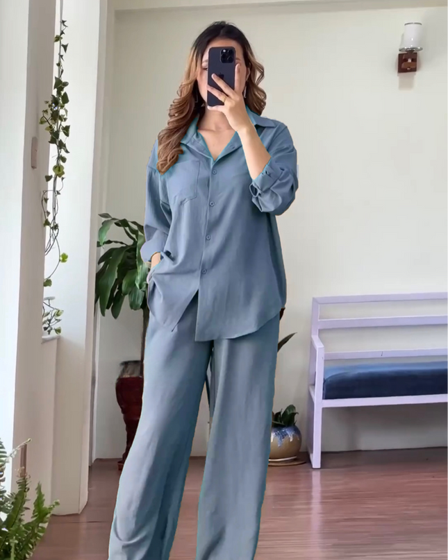 Women's Linen Shirt & Trouser Set