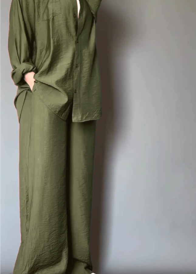 Women's Poly Linen Shirt & Trouser set