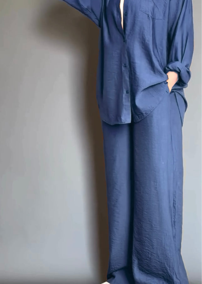 Women's Poly Linen Shirt & Trouser set